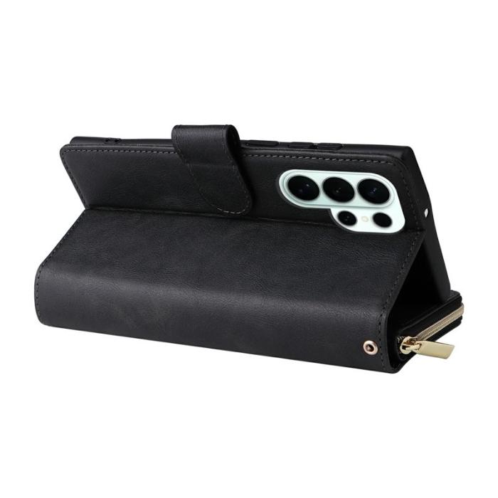 OEM - Samsung Galaxy S26 Ultra Skal Med Dragkedja 9 Kortfack Konstläder - Svart