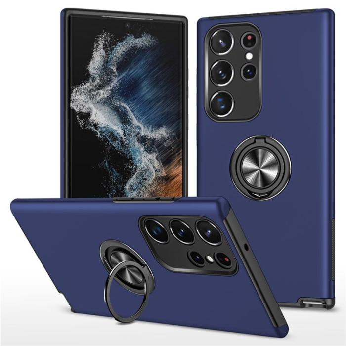 OEM - Samsung Galaxy S26 Ultra Skal Plast Med Rotbar Ringhållare - Blå