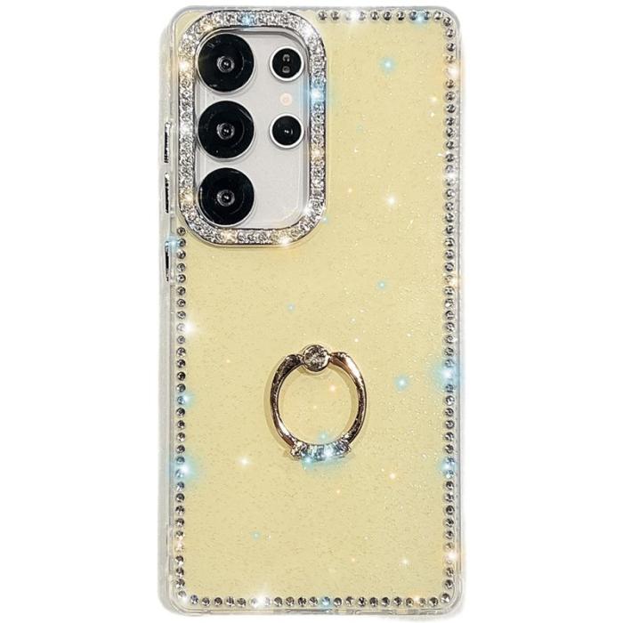 OEM - Samsung Galaxy S26 Ultra Skal Plast Rhinestone Kant - Glittrande Ljusgul