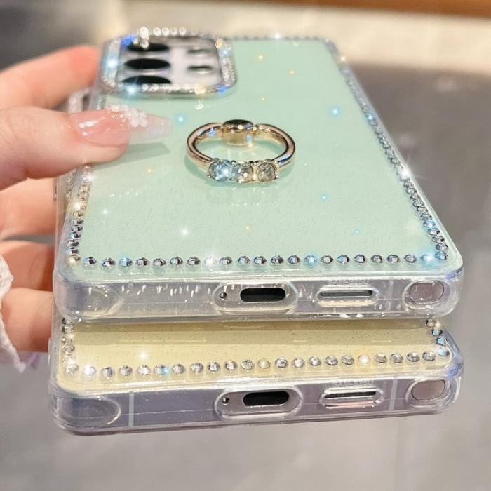 OEM - Samsung Galaxy S26 Ultra Skal Plast Rhinestone Kant - Glittrande Ljusgul