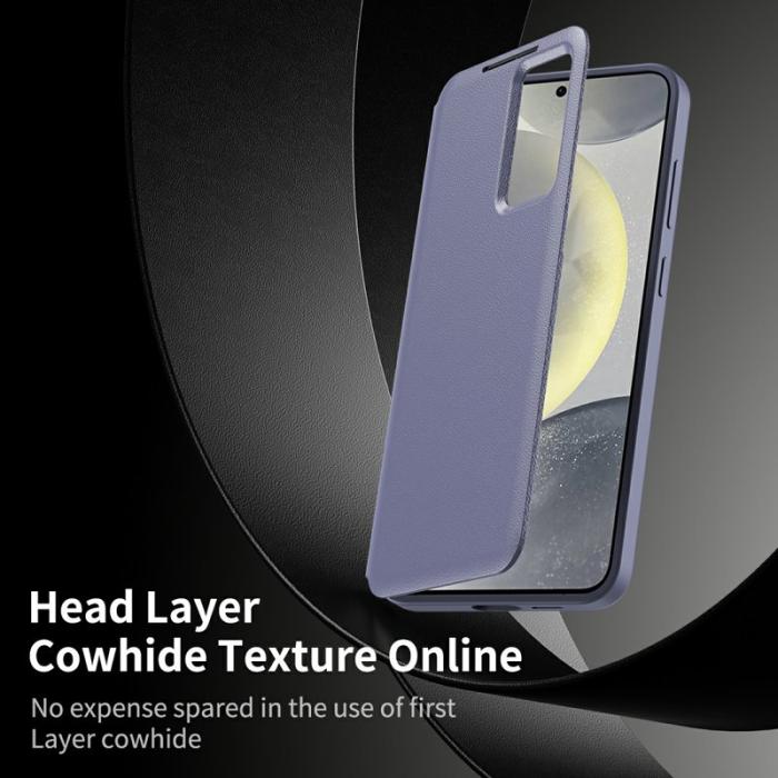 OEM - Samsung Galaxy S26 Ultra Skal PU Läder Smart View - Grå Lila