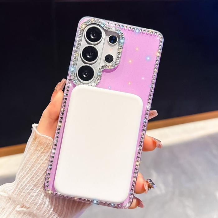 OEM - Samsung Galaxy S26 Ultra Skal TPU + PC Glitterkant - Glitter Ljusrosa