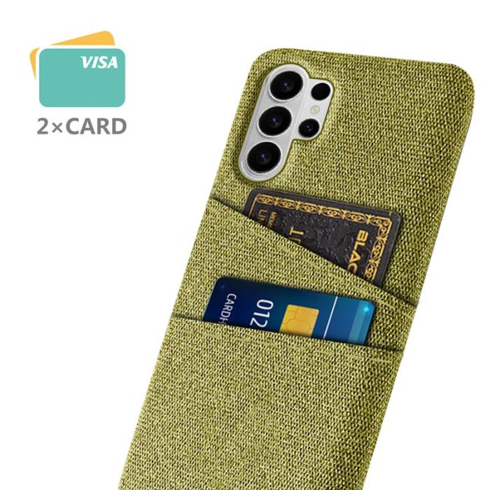 OEM - Samsung Galaxy S26 Ultra Skal Tyg + Hård PC Med Dubbel Kortfack - Gul