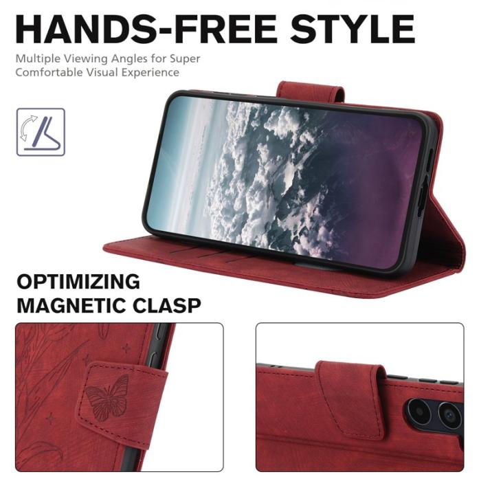 OEM - Samsung Galaxy A35 5G Fodral Flip Konstläder - Röd