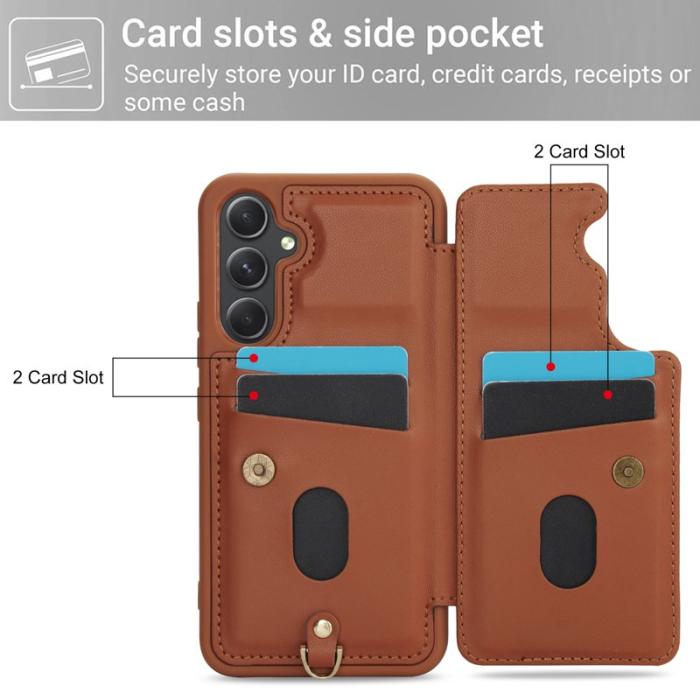 OEM - Samsung Galaxy A35 5G Skal PU Läder - Brun