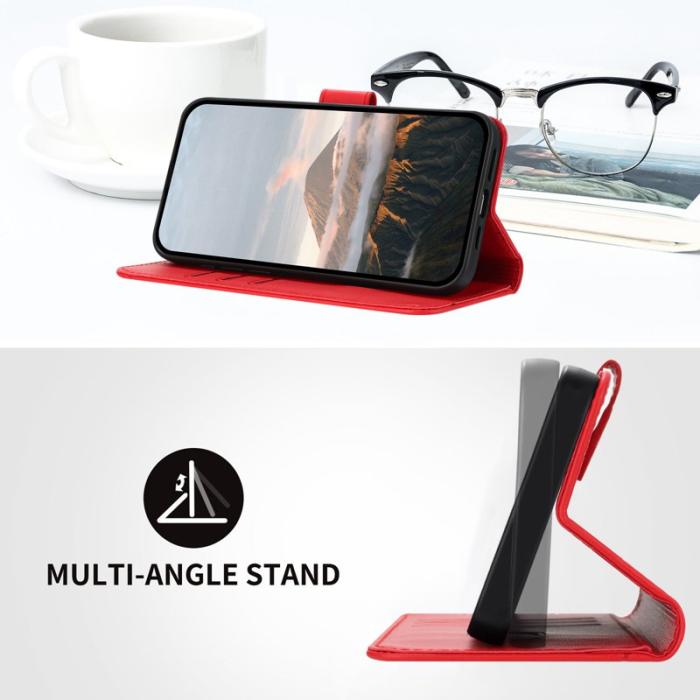 OEM - Triangle Samsung Galaxy A35 5G Skal Äkta Läder - Röd