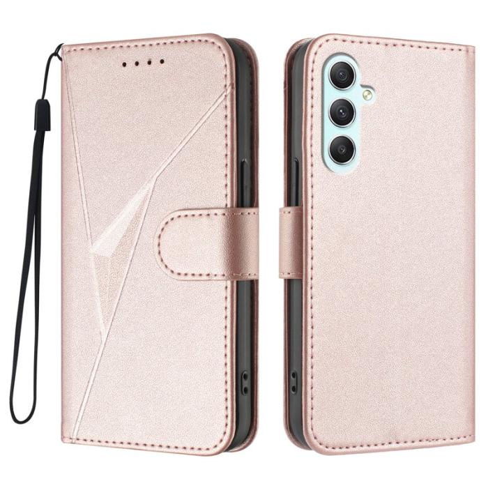 OEM - Triangle Samsung Galaxy A35 5G Skal Äkta Läder - Roséguld