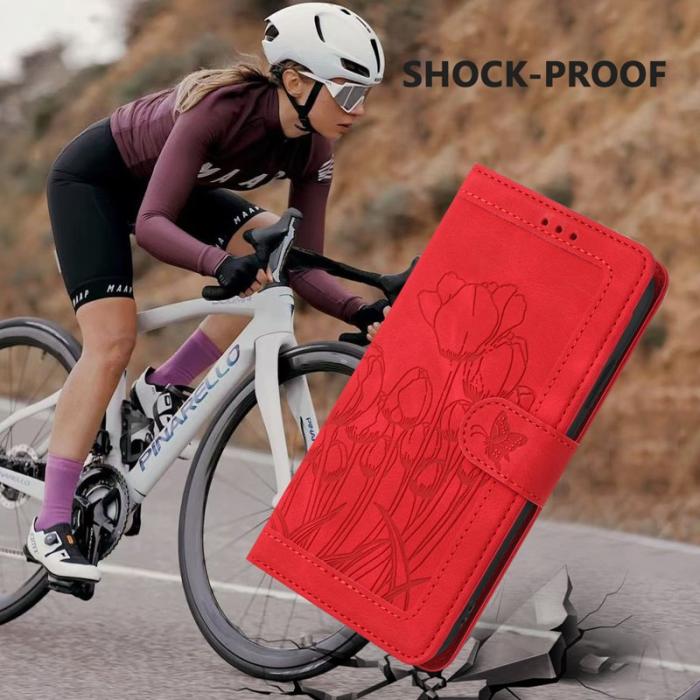 OEM - Tulip Samsung Galaxy A35 5G Fodral Äkta Läder - Röd