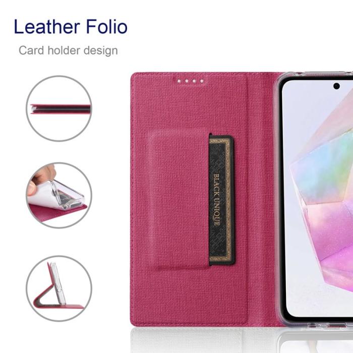 VILI - VILI Samsung Galaxy A35 5G Skal Flip Stöttålig Konstläder DMX - Rosa