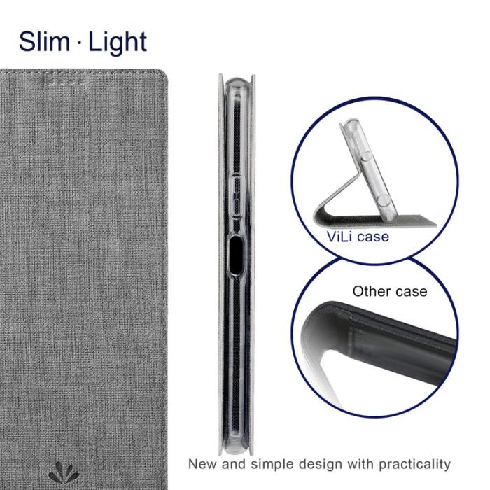VILI - VILI Samsung Galaxy A35 5G Skal Flip Stöttåligt Konstläder - Grå