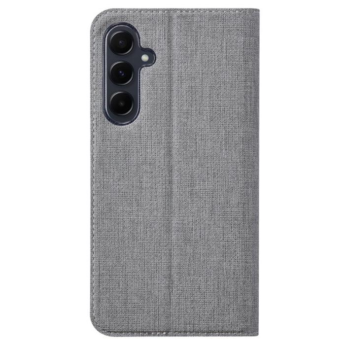 VILI - VILI Samsung Galaxy A35 5G Skal Flip Stöttåligt Konstläder - Grå