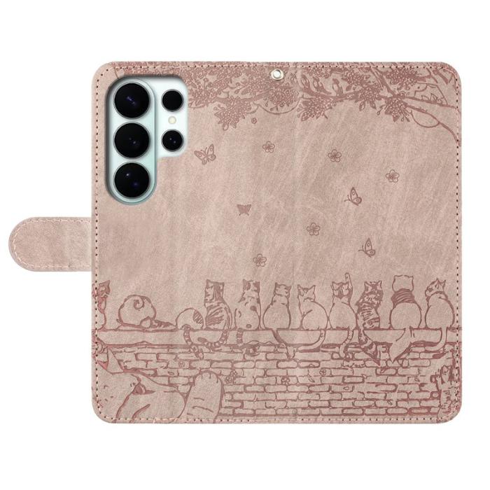 OEM - Wall Cats Samsung Galaxy S26 Ultra Skal Äkta Läder - Rökig Lila