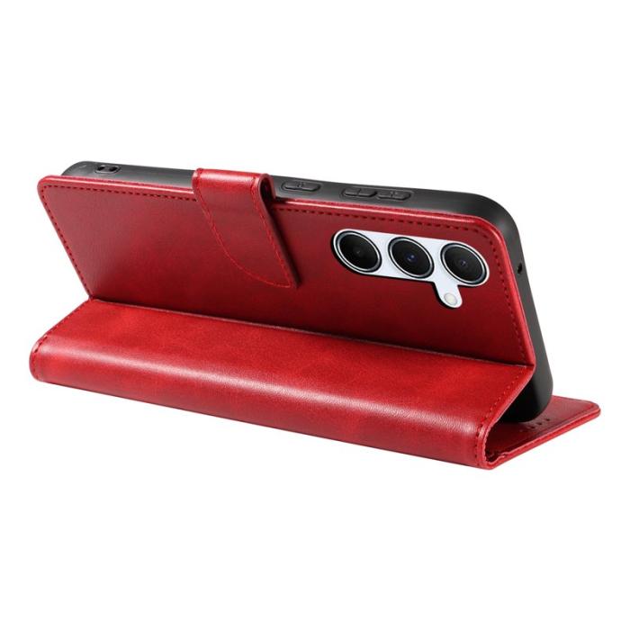 WANLONFENG - WANLONFENG Samsung Galaxy A35 5G Skal Äkta Läder WN Serie - Röd