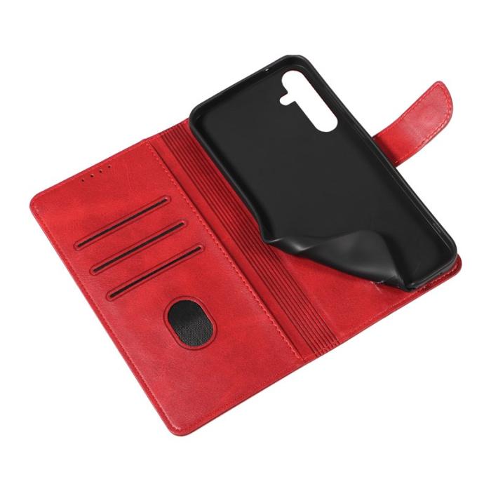 WANLONFENG - WANLONFENG Samsung Galaxy A35 5G Skal Äkta Läder WN Serie - Röd