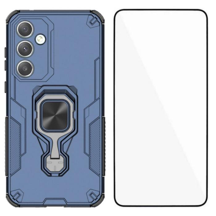 WANLONFENG - WANLONFENG Samsung Galaxy A35 5G Skal Plast Kickstand - Blå