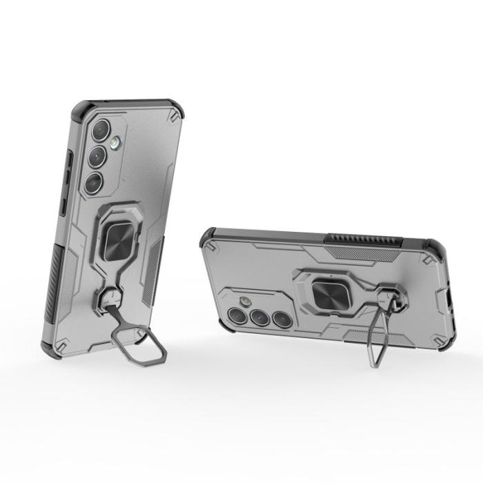 WANLONFENG - WANLONFENG Samsung Galaxy A35 5G Skal Plast Kickstand - Grå