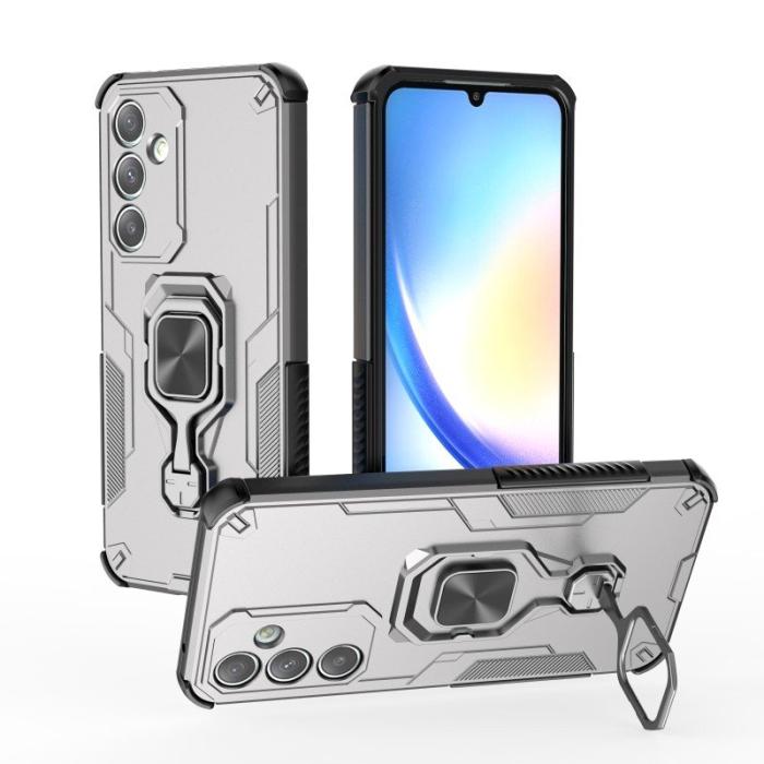 WANLONFENG - WANLONFENG Samsung Galaxy A35 5G Skal Plast Kickstand - Grå