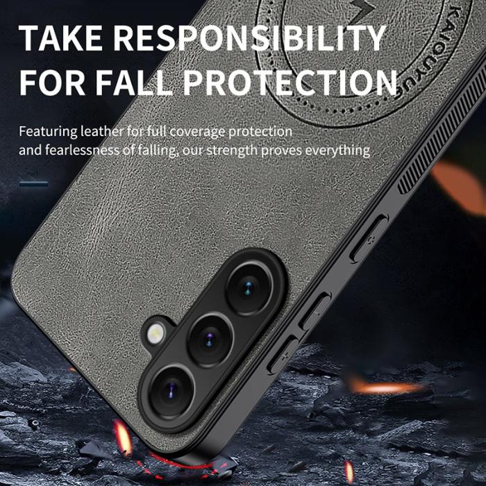 WANLONFENG - WANLONFENG Samsung Galaxy S26 Plus Skal Nappa Textur PC TPU - Blå