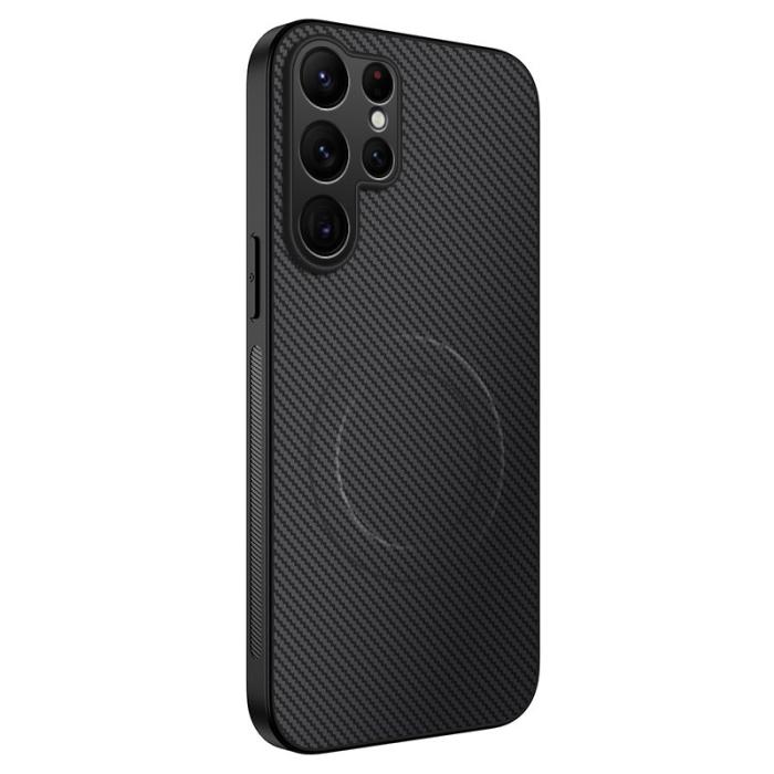 WANLONFENG - WANLONFENG Samsung Galaxy S26 Ultra Skal Kolfibertextur PC TPU - Svart