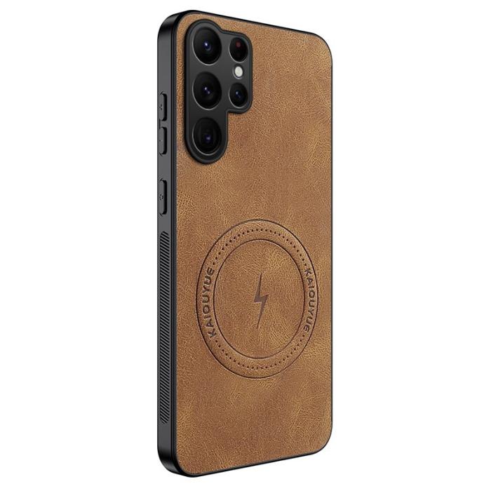 WANLONFENG - WANLONFENG Samsung Galaxy S26 Ultra Skal Nappa Textur PC TPU - Brun