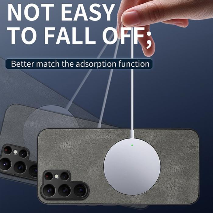 WANLONFENG - WANLONFENG Samsung Galaxy S26 Ultra Skal Nappa Textur PC TPU - Brun