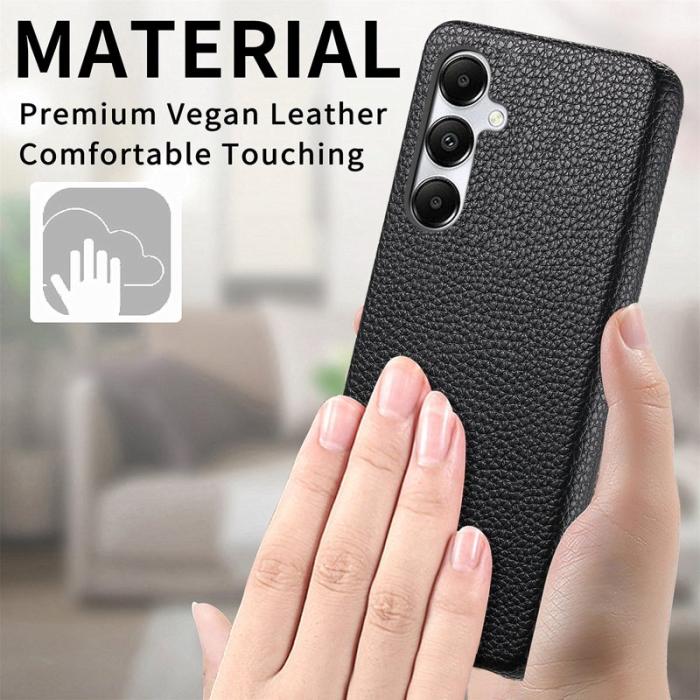 OEM - Y1 Samsung Galaxy A35 5G Skal Litchi Textur Konstläder - Svart