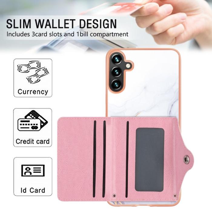 OEM - YB Leather Samsung Galaxy A35 5G Skal IMD Mönster Konstläder - Vit Lila