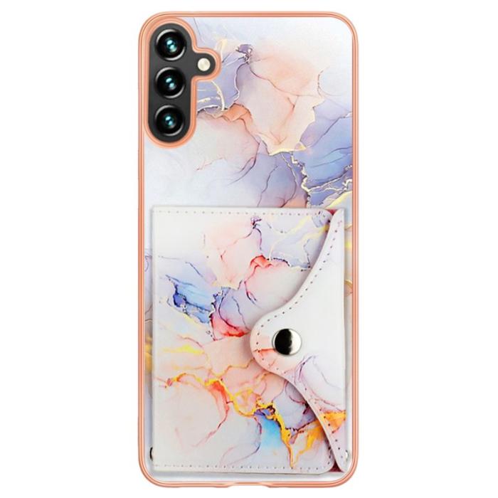 OEM - YB Leather Samsung Galaxy A35 5G Skal IMD Mönster Läder+TPU - 004 Marmor Vit