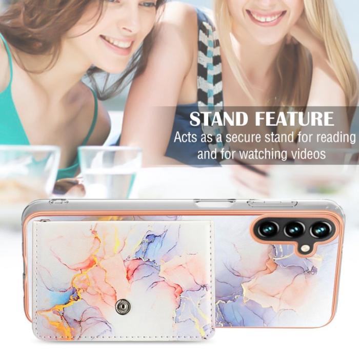 OEM - YB Leather Samsung Galaxy A35 5G Skal IMD Mönster Läder+TPU - 004 Marmor Vit