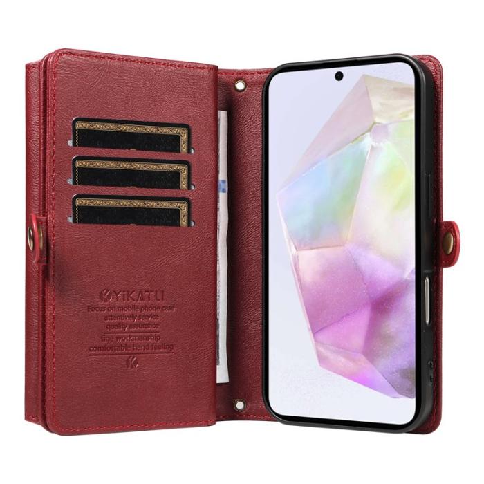 YIKATU - YIKATU Samsung Galaxy A35 5G Fodral Äkta Läder - Röd