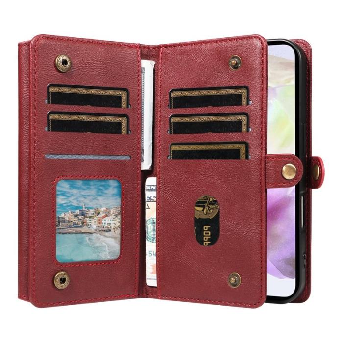 YIKATU - YIKATU Samsung Galaxy A35 5G Fodral Äkta Läder - Röd