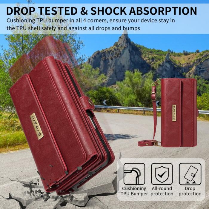 YIKATU - YIKATU Samsung Galaxy A35 5G Fodral Äkta Läder - Röd