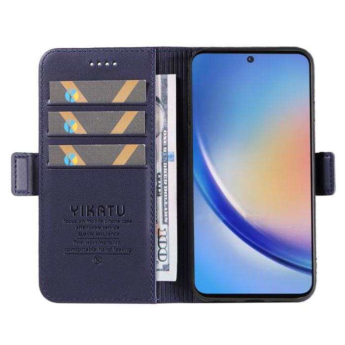 YIKATU - YIKATU Samsung Galaxy A35 5G Fodral Äkta Läder - Safir