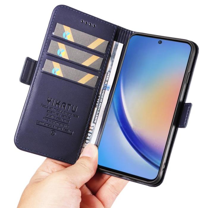YIKATU - YIKATU Samsung Galaxy A35 5G Fodral Äkta Läder - Safir