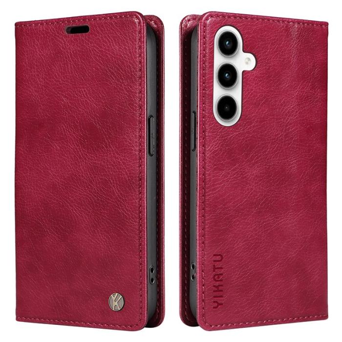 YIKATU - YIKATU Samsung Galaxy A35 5G Fodral PU Läder - Vinröd