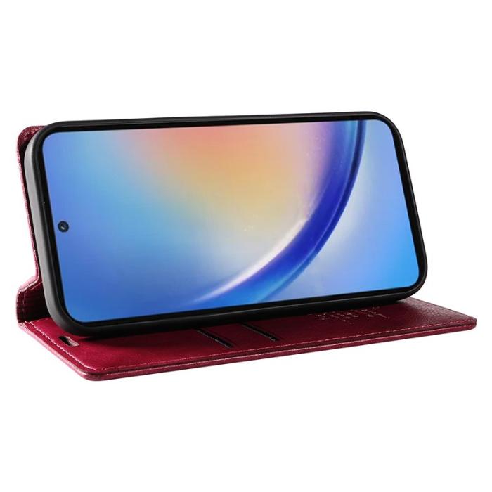 YIKATU - YIKATU Samsung Galaxy A35 5G Fodral PU Läder - Vinröd