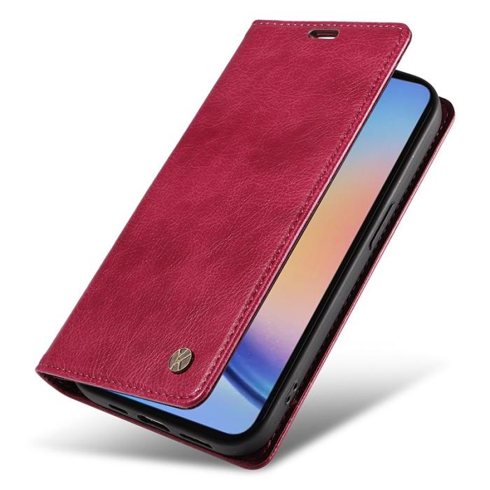 YIKATU - YIKATU Samsung Galaxy A35 5G Fodral PU Läder - Vinröd