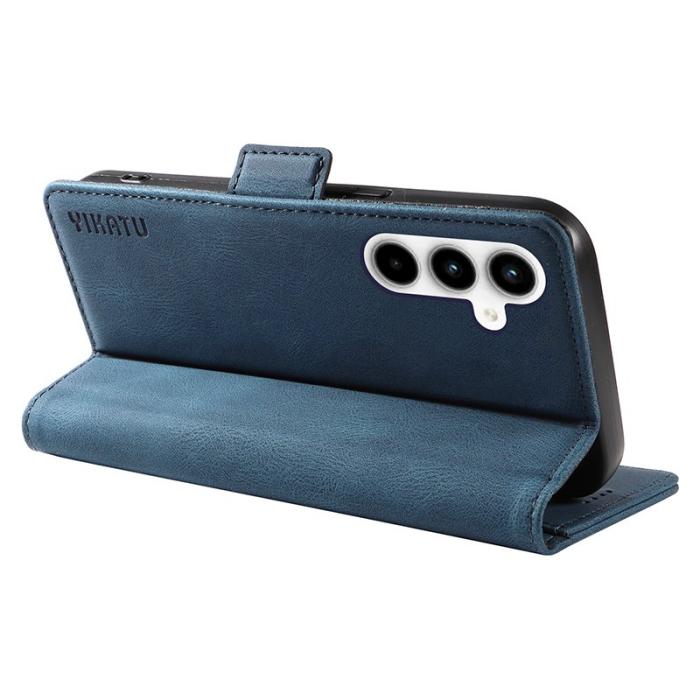 YIKATU - YIKATU Samsung Galaxy A35 5G Skal Konstläder Ställ - Blå