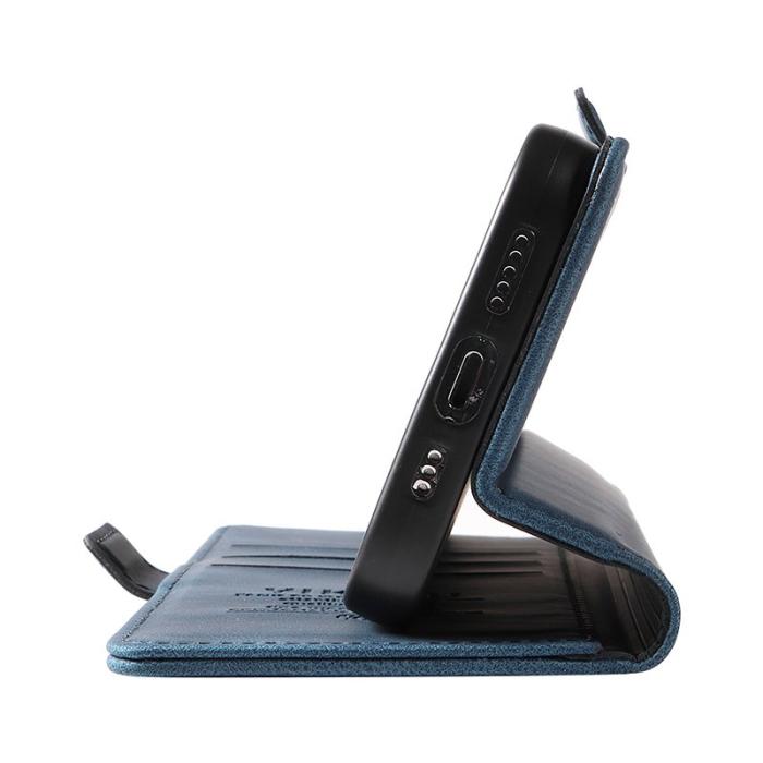 YIKATU - YIKATU Samsung Galaxy A35 5G Skal Konstläder Ställ - Blå