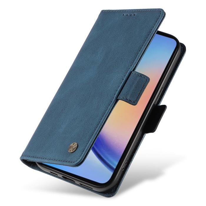 YIKATU - YIKATU Samsung Galaxy A35 5G Skal Konstläder Ställ - Blå