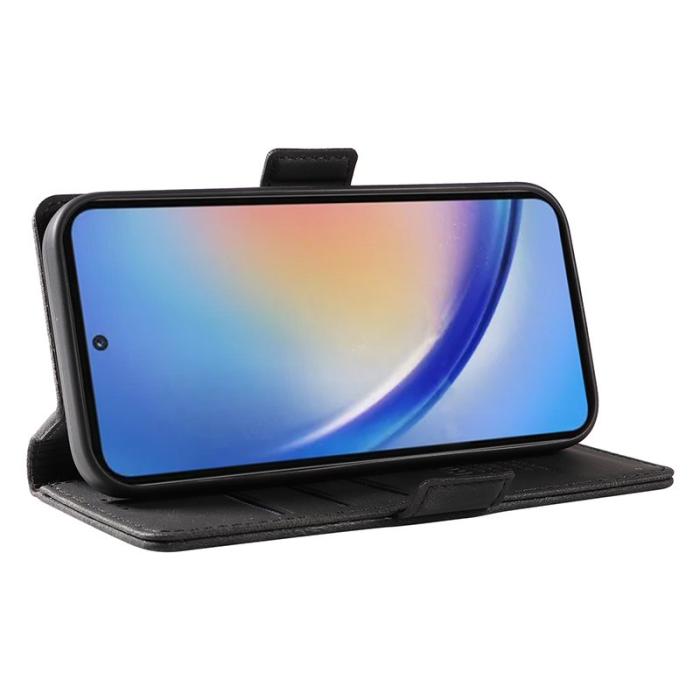 YIKATU - YIKATU Samsung Galaxy A35 5G Skal PU Läder Ställ - Svart