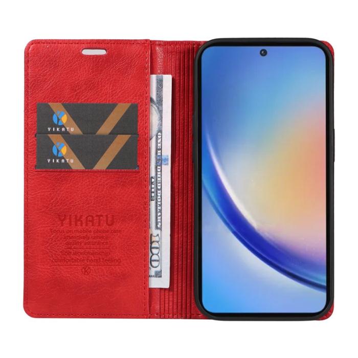 YIKATU - YIKATU Samsung Galaxy A35 5G Skal PU Läder + TPU - Röd