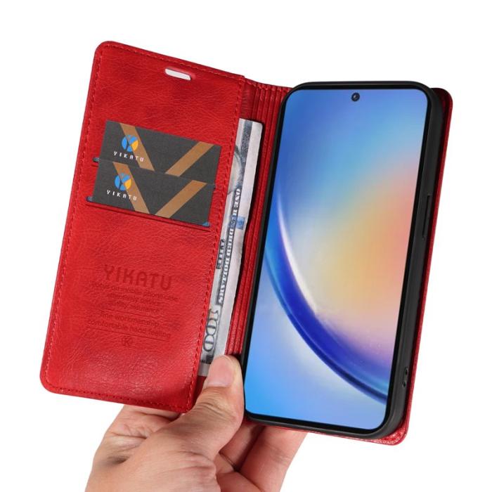 YIKATU - YIKATU Samsung Galaxy A35 5G Skal PU Läder + TPU - Röd