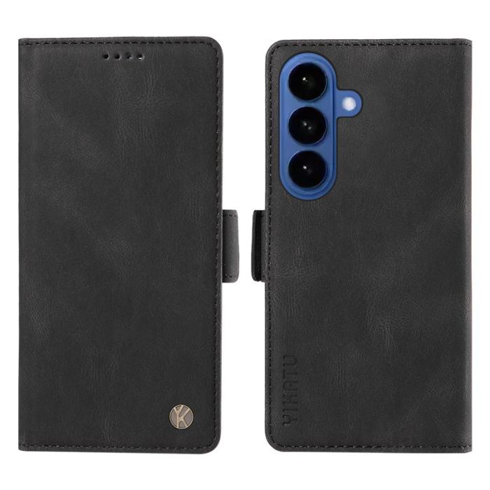 YIKATU - YIKATU Samsung Galaxy S26 Plus Fodral Äkta Läder - Svart