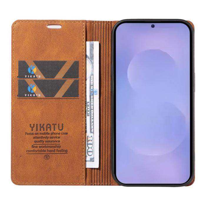 YIKATU - YIKATU Samsung Galaxy S26 / S26 Pro Fodral Äkta Läder - Brun