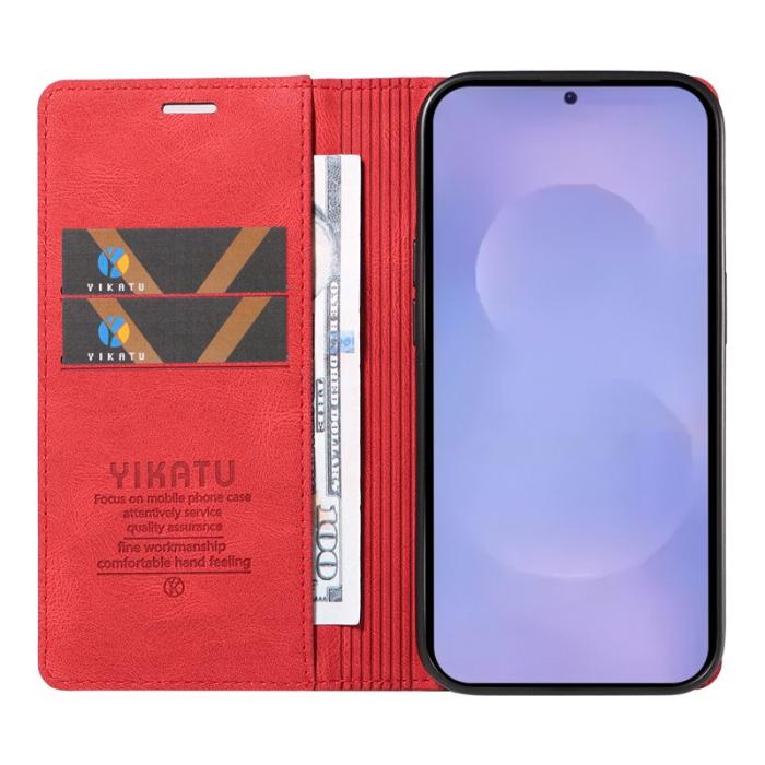 YIKATU - YIKATU Samsung Galaxy S26 / S26 Pro Fodral Äkta Läder - Röd