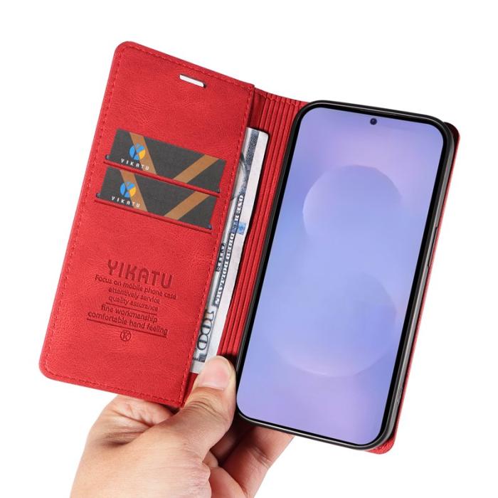 YIKATU - YIKATU Samsung Galaxy S26 / S26 Pro Fodral Äkta Läder - Röd