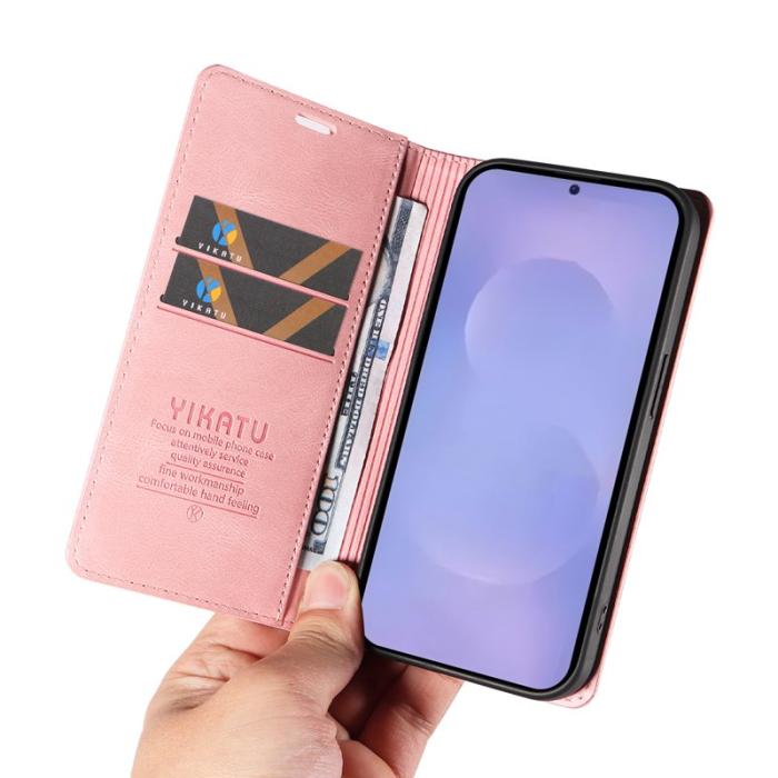 YIKATU - YIKATU Samsung Galaxy S26 / S26 Pro Fodral Äkta Läder - Rosa