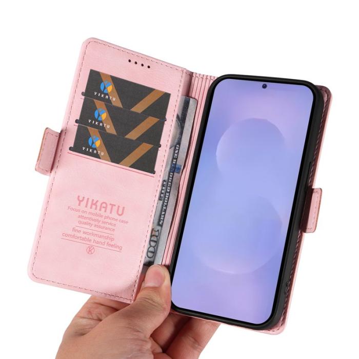 YIKATU - YIKATU Samsung Galaxy S26 / S26 Pro Fodral Konstläder Litchi - Rosa