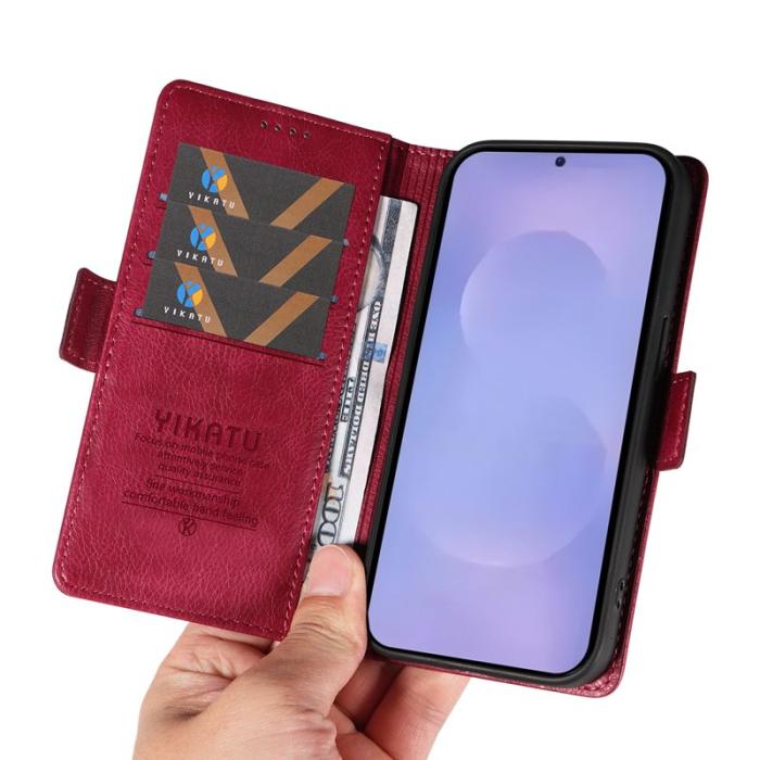 YIKATU - YIKATU Samsung Galaxy S26 / S26 Pro Fodral Konstläder - Vinröd